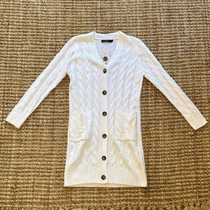 Merokeety Women's White Button‎ Up Cardigan M